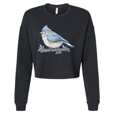 Tufted Titmouse Bird Cute Gift Cropped Pullover Crew