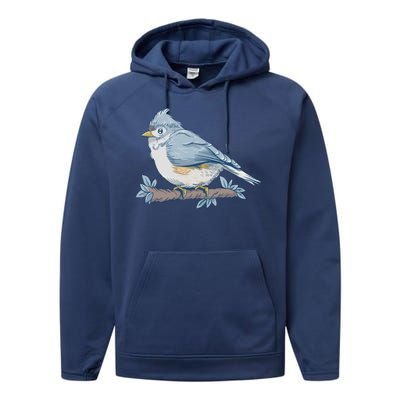 Tufted Titmouse Bird Cute Gift Performance Fleece Hoodie