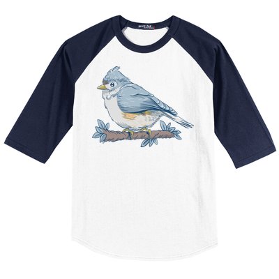 Tufted Titmouse Bird Cute Gift Baseball Sleeve Shirt