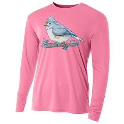 Tufted Titmouse Bird Cute Gift Cooling Performance Long Sleeve Crew