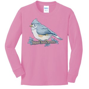 Tufted Titmouse Bird Cute Gift Kids Long Sleeve Shirt