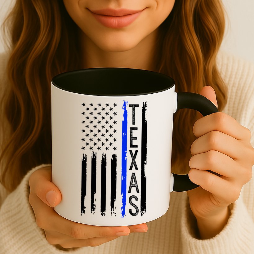 Texas Thin Blue Line Flag Police Design Mug