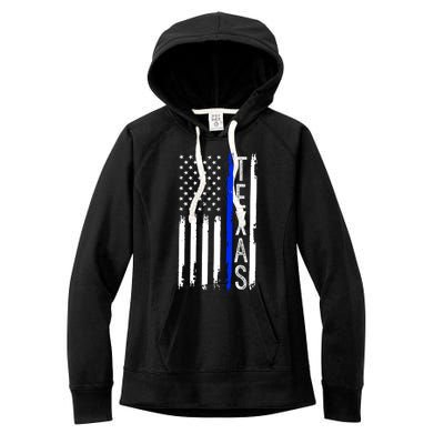 Texas Thin Blue Line Flag Police Design Women's Fleece Hoodie