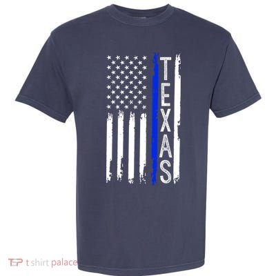 Texas Thin Blue Line Flag Police Design Garment-Dyed Heavyweight T-Shirt