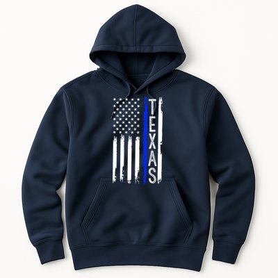 Texas Thin Blue Line Flag Police Design Hoodie