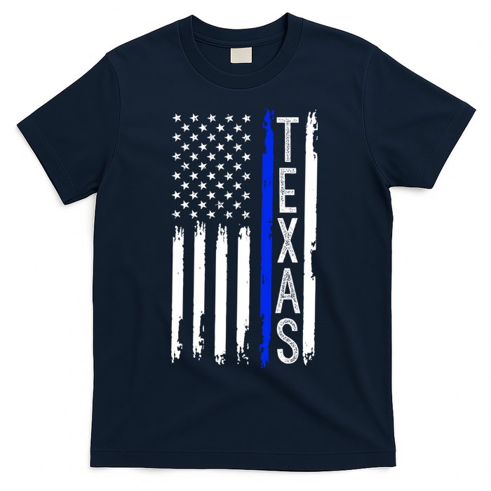 Texas Thin Blue Line Flag Police Design T-Shirt