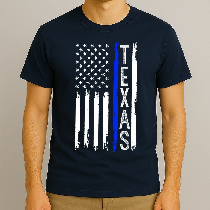 Texas Thin Blue Line Flag Police Design T-Shirt