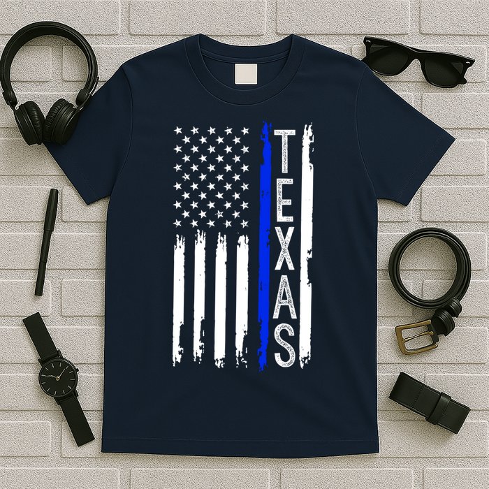 Texas Thin Blue Line Flag Police Design T-Shirt
