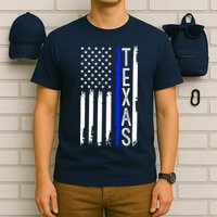 Texas Thin Blue Line Flag Police Design T-Shirt