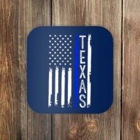 Texas Thin Blue Line Flag Police Design Coaster