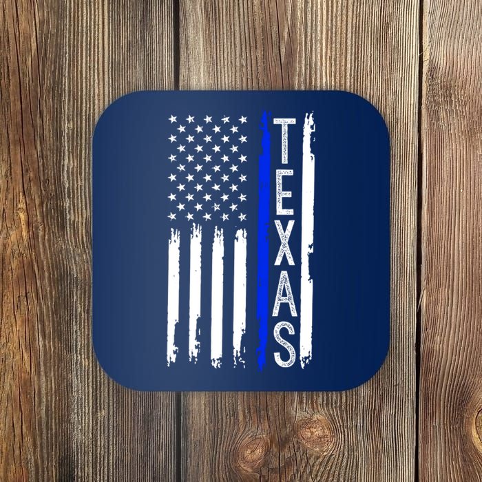 Texas Thin Blue Line Flag Police Design Coaster