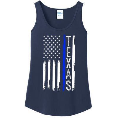 Texas Thin Blue Line Flag Police Design Ladies Essential Tank