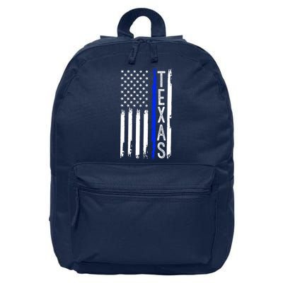 Texas Thin Blue Line Flag Police Design 16 in Basic Backpack