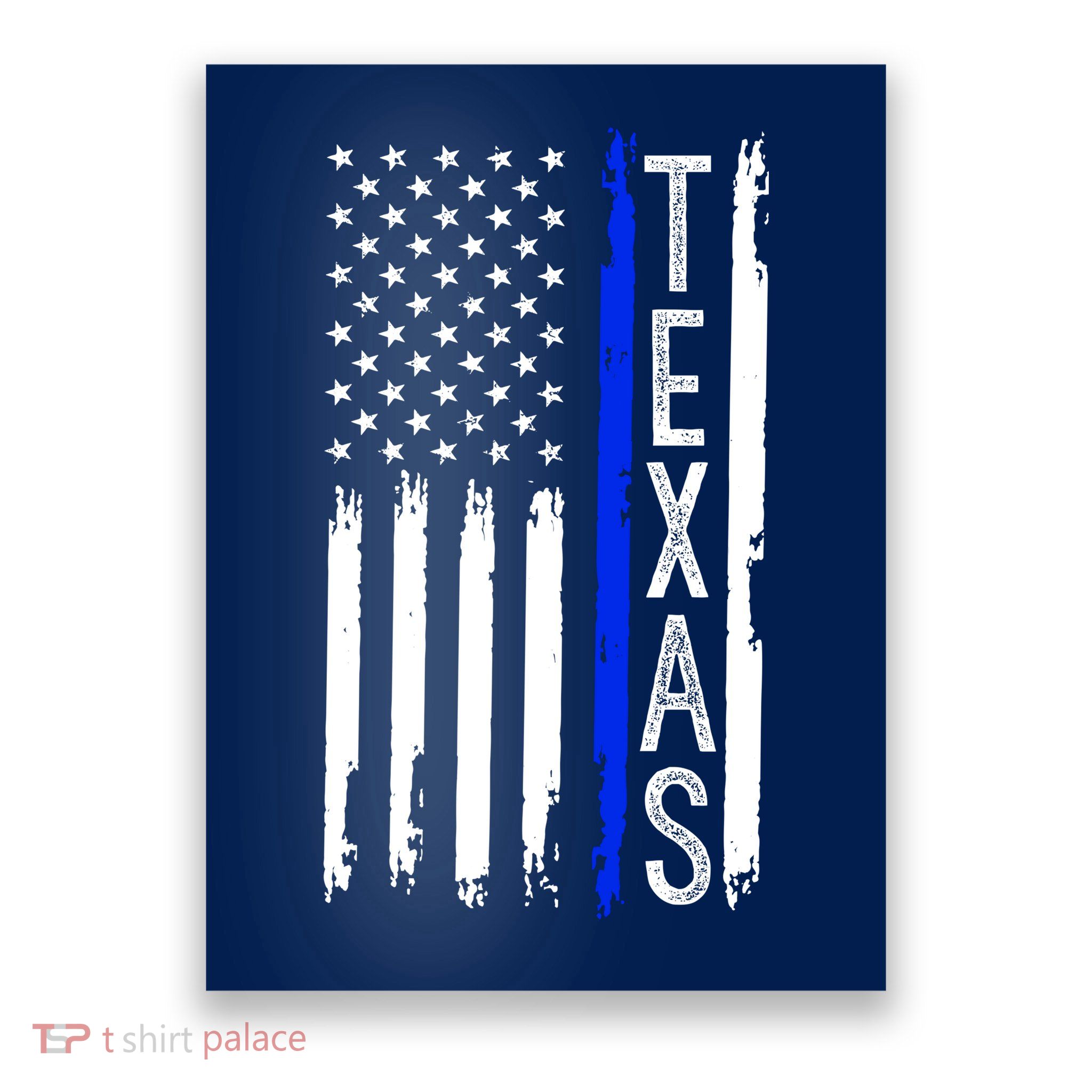 Texas Thin Blue Line Flag Police Design Poster
