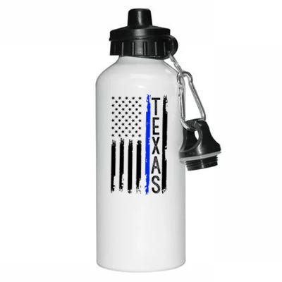 Texas Thin Blue Line Flag Police Design Aluminum Water Bottle