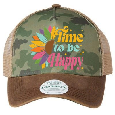 Time To Be Happy Colorful Sunflower Legacy Tie Dye Trucker Hat