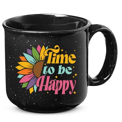 Time To Be Happy Colorful Sunflower 15oz Campfire Ceramic Mug