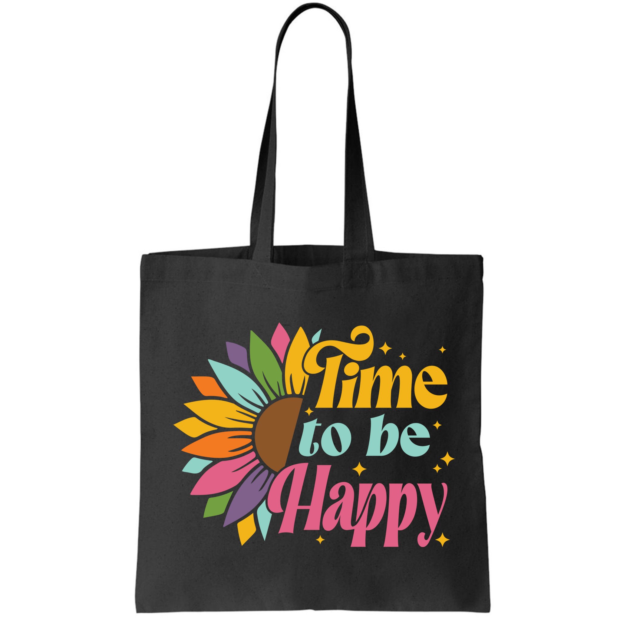 Time To Be Happy Colorful Sunflower Bag