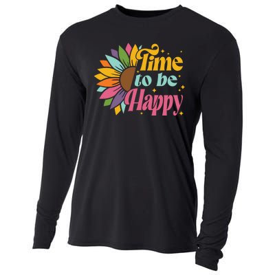 Time To Be Happy Colorful Sunflower Cooling Performance Long Sleeve Crew