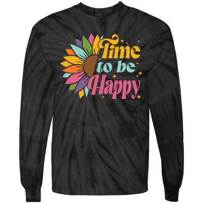 Time To Be Happy Colorful Sunflower Tie-Dye Long Sleeve Shirt