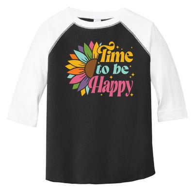 Time To Be Happy Colorful Sunflower Toddler Fine Jersey T-Shirt