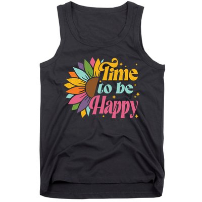 Time To Be Happy Colorful Sunflower Tank Top