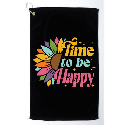 Time To Be Happy Colorful Sunflower Golf Towel