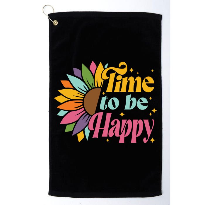 Time To Be Happy Colorful Sunflower Golf Towel