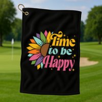 Time To Be Happy Colorful Sunflower Golf Towel