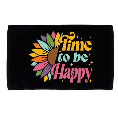 Time To Be Happy Colorful Sunflower Microfiber Hand Towel