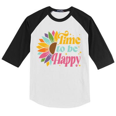 Time To Be Happy Colorful Sunflower Kids Colorblock Raglan Jersey