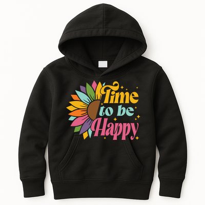 Time To Be Happy Colorful Sunflower Kids Hoodie
