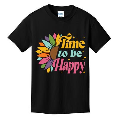Time To Be Happy Colorful Sunflower Kids T-Shirt