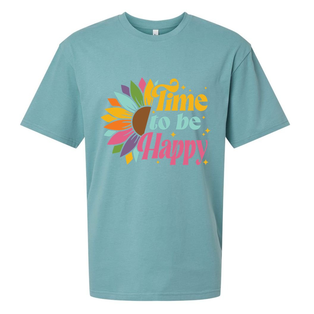 Time To Be Happy Colorful Sunflower Sueded Cloud Jersey T-Shirt