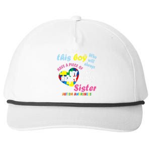 ThereS This Boy He Calls Me Sister Autism Awareness Snapback Five-Panel Rope Hat