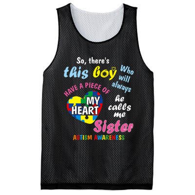 ThereS This Boy He Calls Me Sister Autism Awareness Mesh Reversible Basketball Jersey Tank