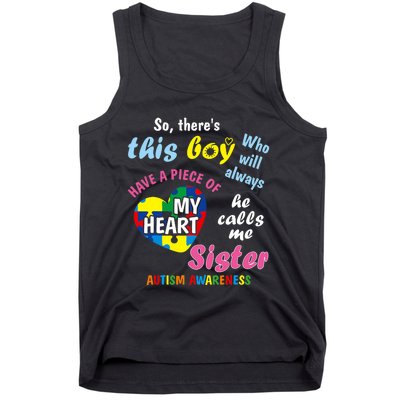 ThereS This Boy He Calls Me Sister Autism Awareness Tank Top