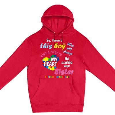 ThereS This Boy He Calls Me Sister Autism Awareness Premium Pullover Hoodie