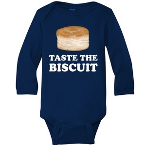 Taste The Biscuit Funny Meme Baby Long Sleeve Bodysuit