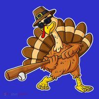 Thanksgiving Turkey Baseball Player Funny Cute Gift Tall T-Shirt