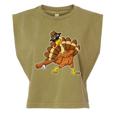 Thanksgiving Turkey Baseball Player Funny Cute Gift Garment-Dyed Women's Muscle Tee