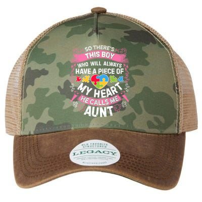 There's This Boy He Calls Me Aunt  Autism Awareness  Legacy Tie Dye Trucker Hat
