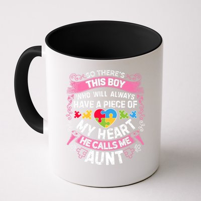 There's This Boy He Calls Me Aunt  Autism Awareness  Mug