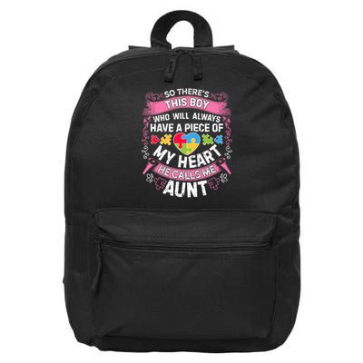There's This Boy He Calls Me Aunt  Autism Awareness  16 in Basic Backpack