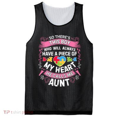 There's This Boy He Calls Me Aunt  Autism Awareness  Mesh Reversible Basketball Jersey Tank