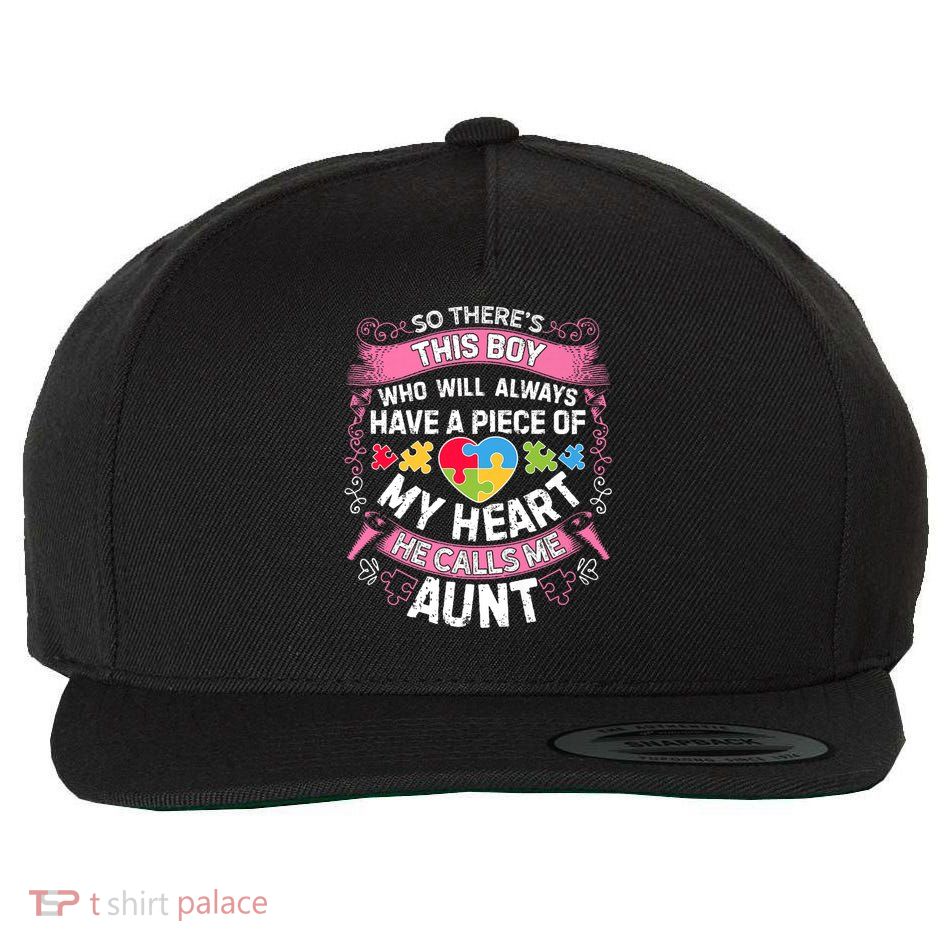 There's This Boy He Calls Me Aunt  Autism Awareness  Wool Snapback Cap