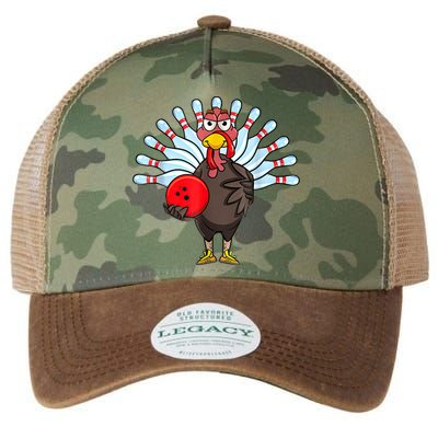 Thanksgiving Turkey Bowling Pin Matching Team Legacy Tie Dye Trucker Hat