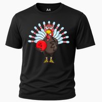 Thanksgiving Turkey Bowling Pin Matching Team Cooling Performance Crew T-Shirt