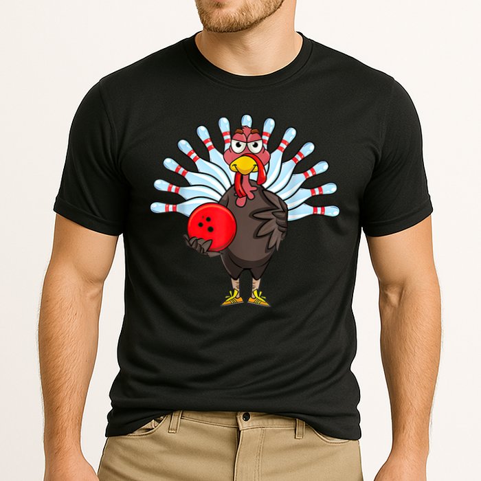 Thanksgiving Turkey Bowling Pin Matching Team Cooling Performance Crew T-Shirt