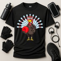 Thanksgiving Turkey Bowling Pin Matching Team Cooling Performance Crew T-Shirt